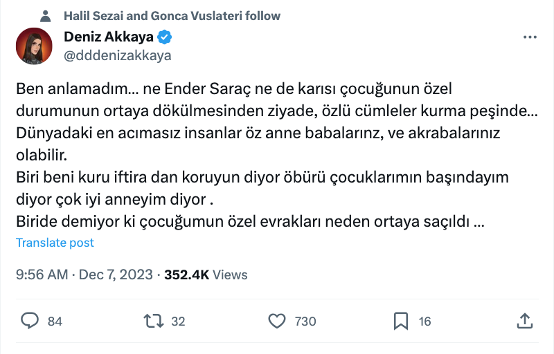 deniz akkayadan ender sarac ile ilgili dikkat ceken yorum